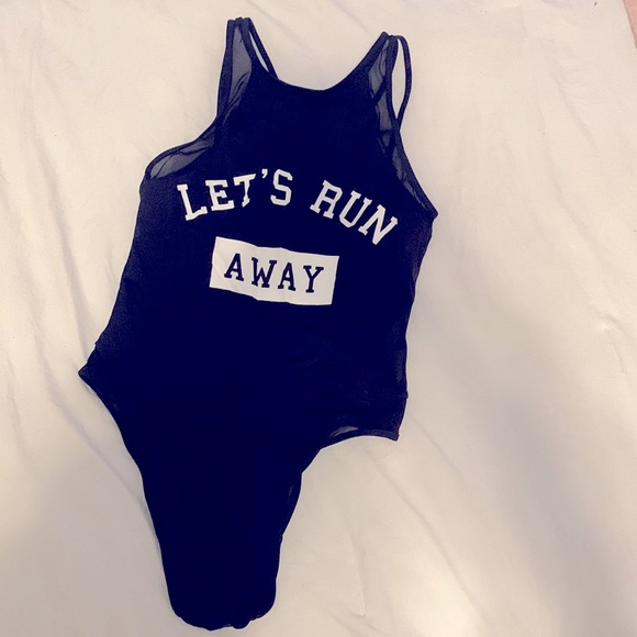 Let’s run away black one piece swimsuit - Picture 3 of 4